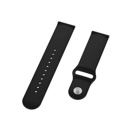 Silicone Sport Strap, black, laid flat, separate parts, direct top view