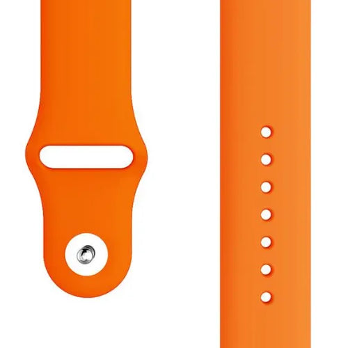 Silicone Sport Strap, orange, laid flat, separate parts, direct top view
