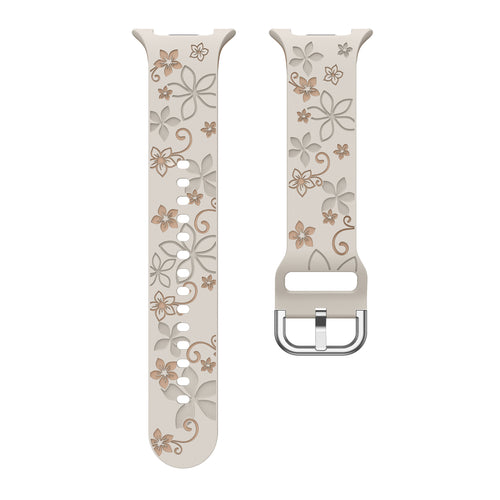 Samsung Galaxy Watch 8 Classic Flower Silicone Strap (Starlight/Beige)