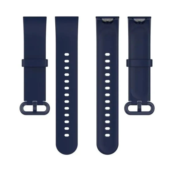 Silicone Strap, dark blue, laid flat, separate parts, direct top view