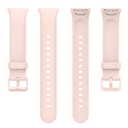 Silicone Strap, pink, laid flat, separate parts, direct top view