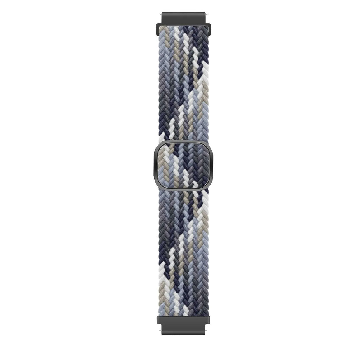 Nylon Adjustable Braided Strap, black/white, laid flat, joined, direct top view