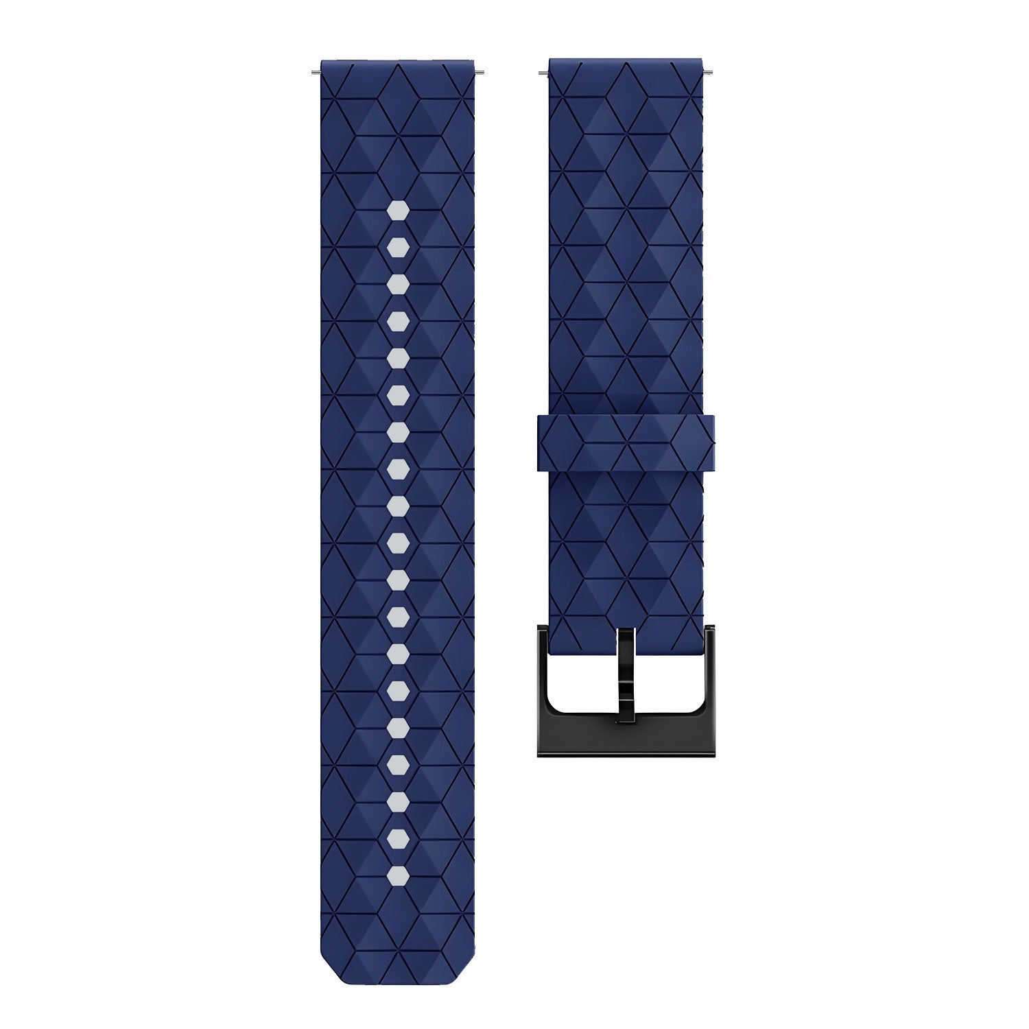 Silicone Strap Hexagons, dark blue, laid flat, joined, direct top view
