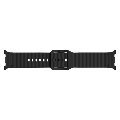 Wave Silicone Strap, black, laid flat, joined, direct top view