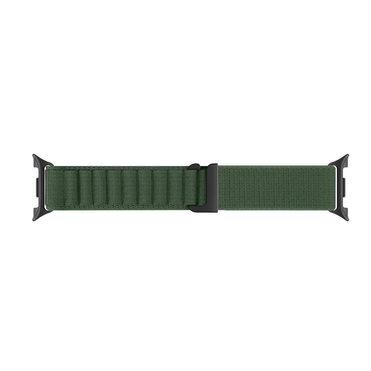 Alpine Nylon Strap, army green, laid flat, joined, direct top view