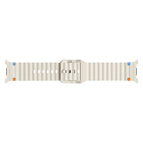 Wave Silicone Strap, starlight, laid flat, joined, direct top view