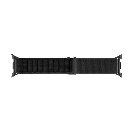 Alpine Nylon Strap, black/orange, laid flat, joined, direct top view