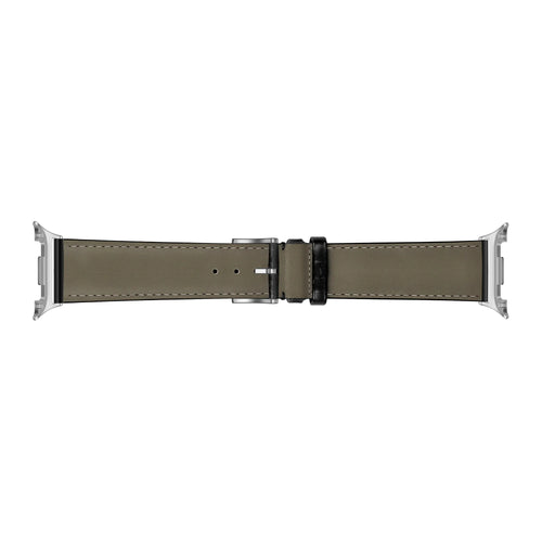 Leather Strap Crocodile Grain, black, laid flat, joined, direct top view