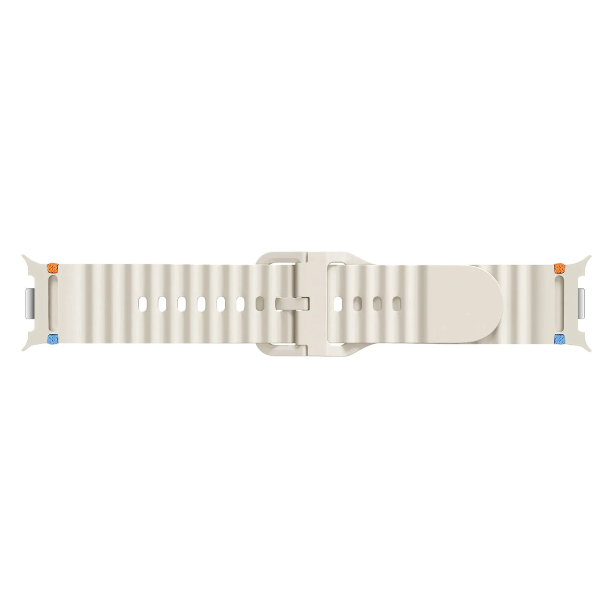 Wave Silicone Strap, starlight, laid flat, joined, direct top view