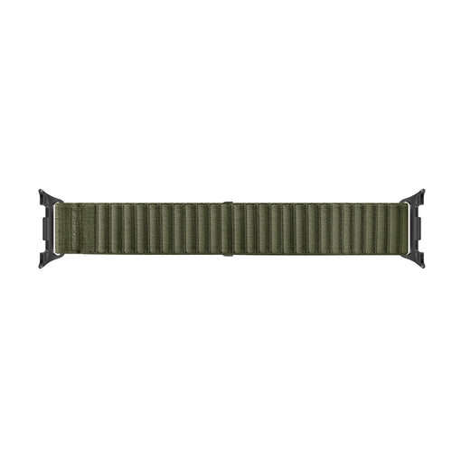 Wave Nylon Strap, dark green, laid flat, joined, direct top view