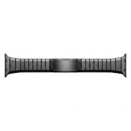 One Bead Titanium Strap, black, laid flat, joined, direct top view