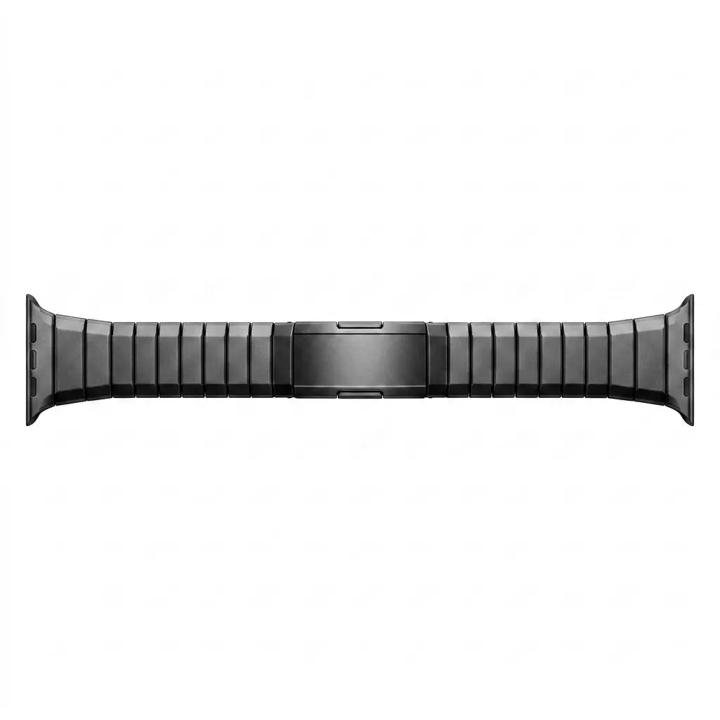 One Bead Titanium Strap, black, laid flat, joined, direct top view