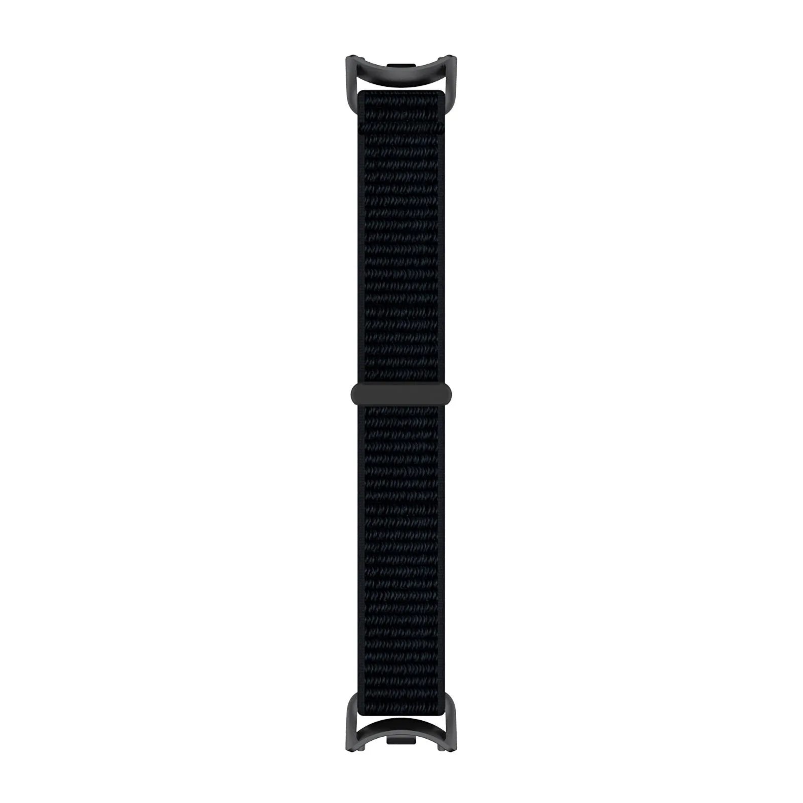 Modern Nylon Strap, black, laid flat, joined, direct top view