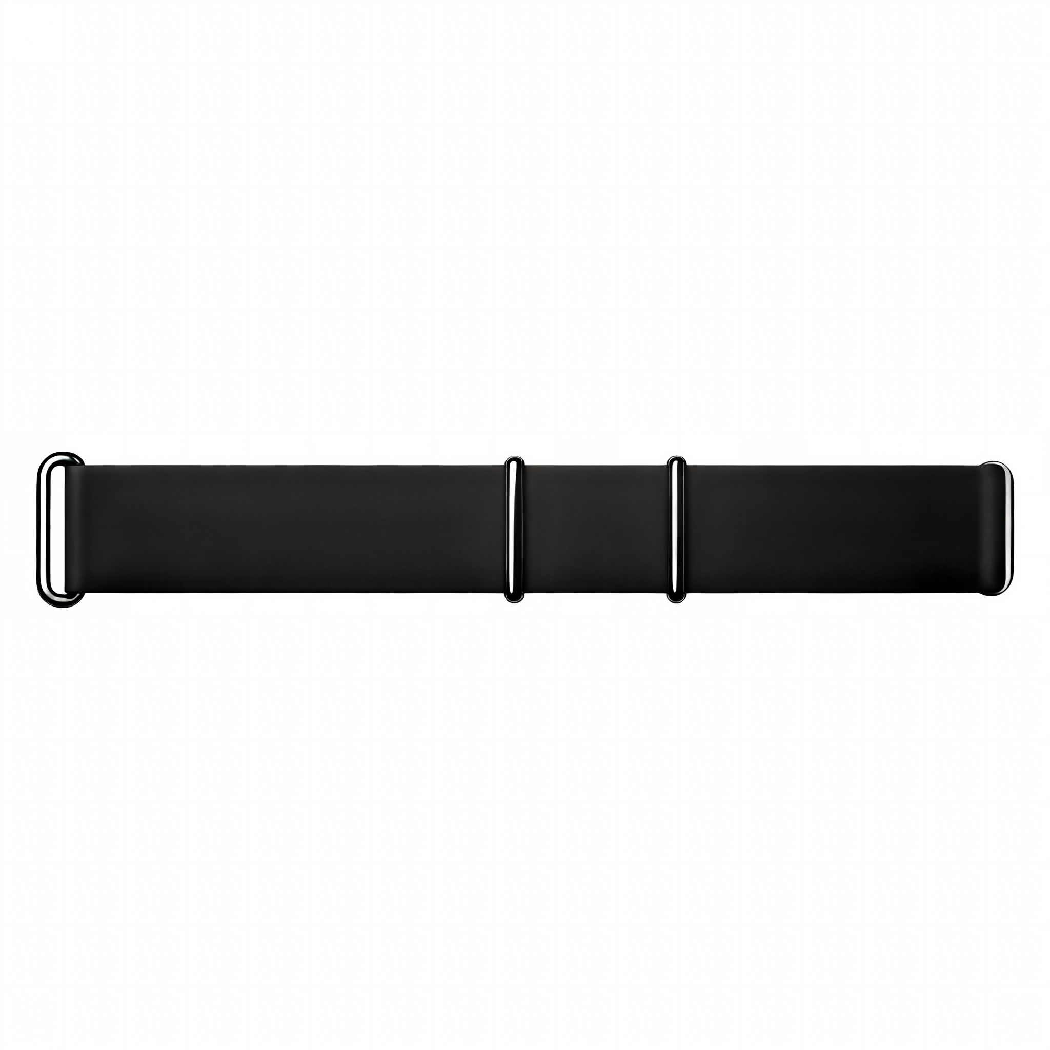 Silicone Strap, black, laid flat, joined, direct top view