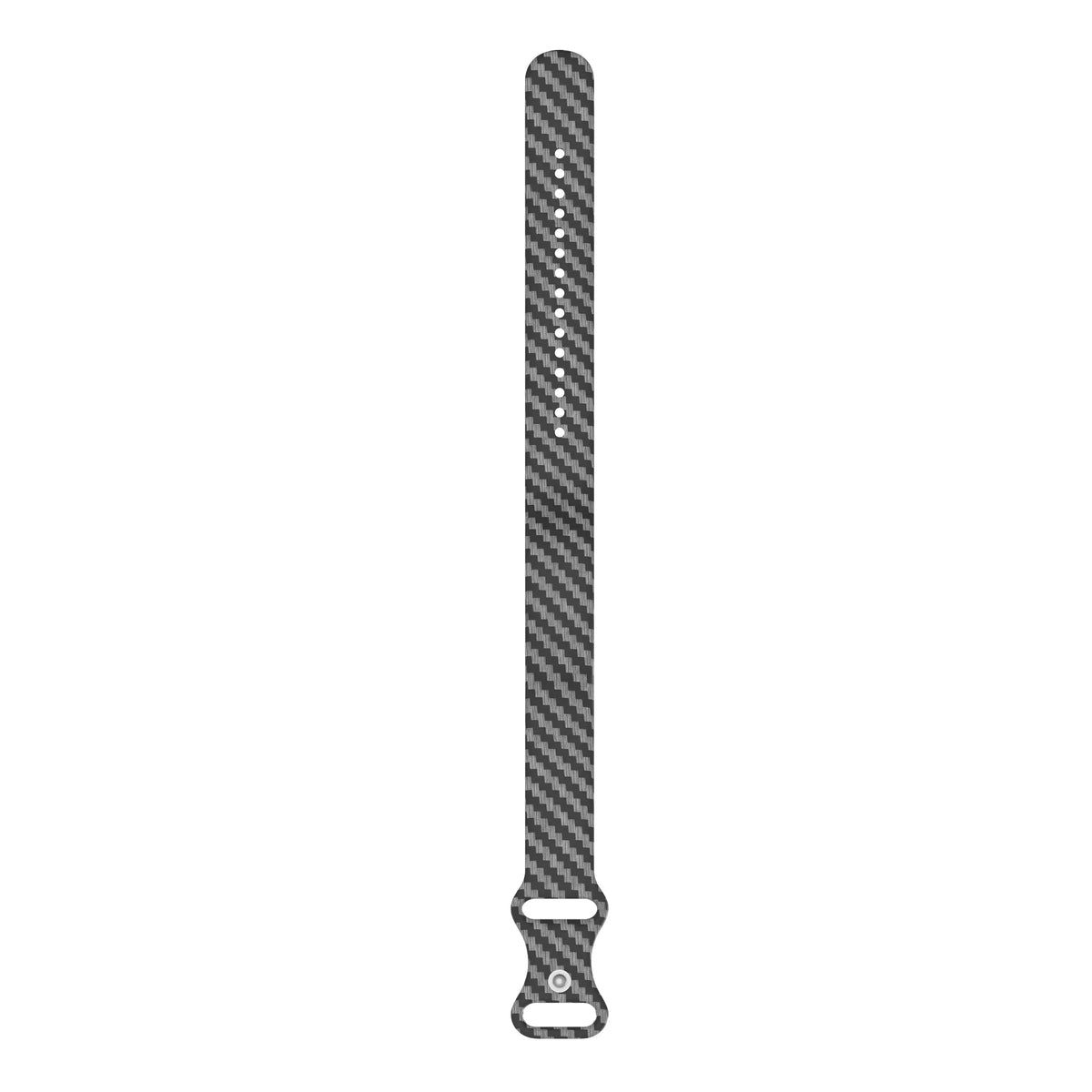 Silicone Patterned Strap, carbon fibre, laid flat, joined, direct top view