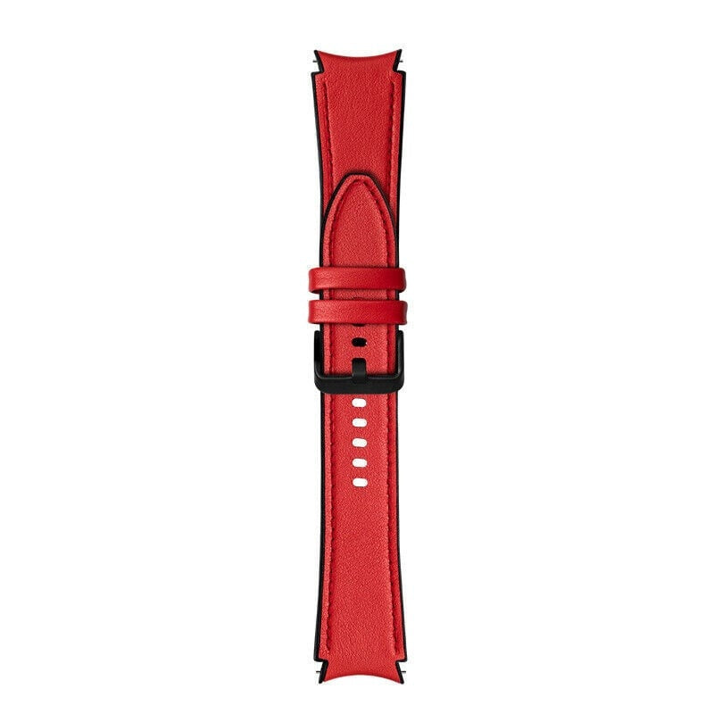 Leather Hybrid Strap, red, laid flat, joined, direct top view