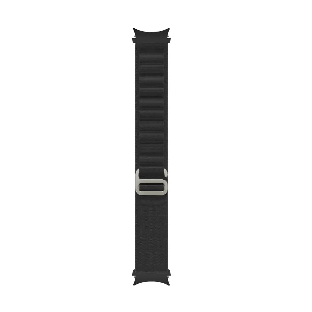 Alpine Nylon Strap, black, laid flat, joined, direct top view