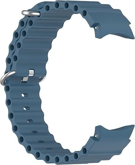 Silicone Ocean Strap, grey-blue, laid flat, joined, direct top view