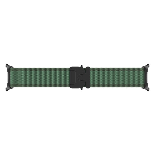 Samsung Galaxy Watch 9 - 44mm Outdoor Nylon Strap with P-Buckle (Green with Black)
