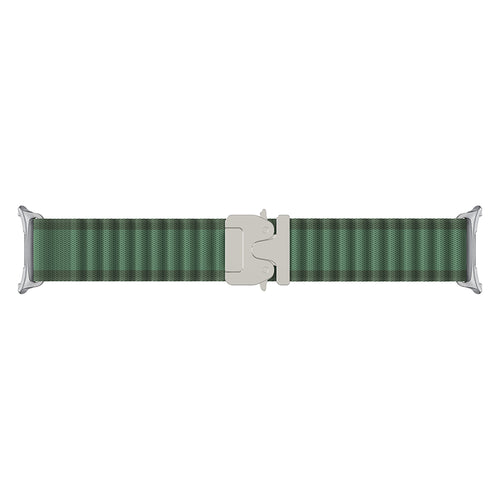 Samsung Galaxy Watch 8 - 44mm Outdoor Nylon Strap with P-Buckle (Green with Silver)