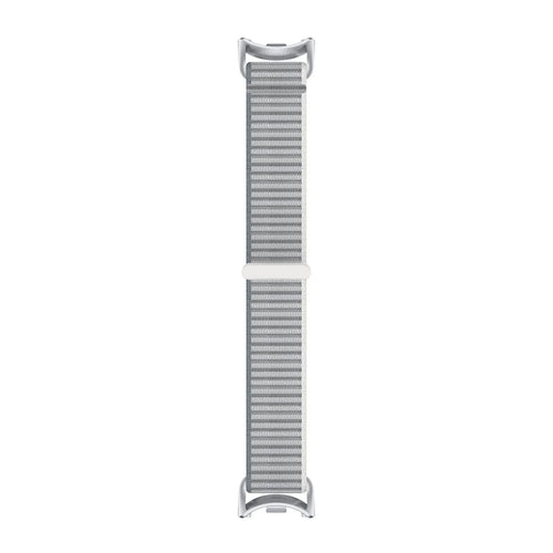 Modern Nylon Strap, grey, laid flat, joined, direct top view