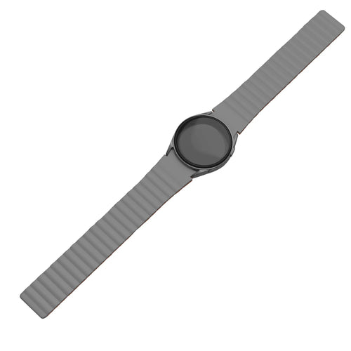 Magnetic Silicone Strap, grey/orange, laid flat, joined, direct top view