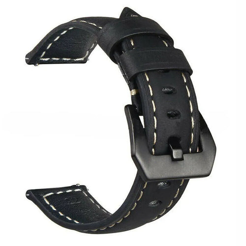 Leather Strap, black, laid flat, joined, direct top view