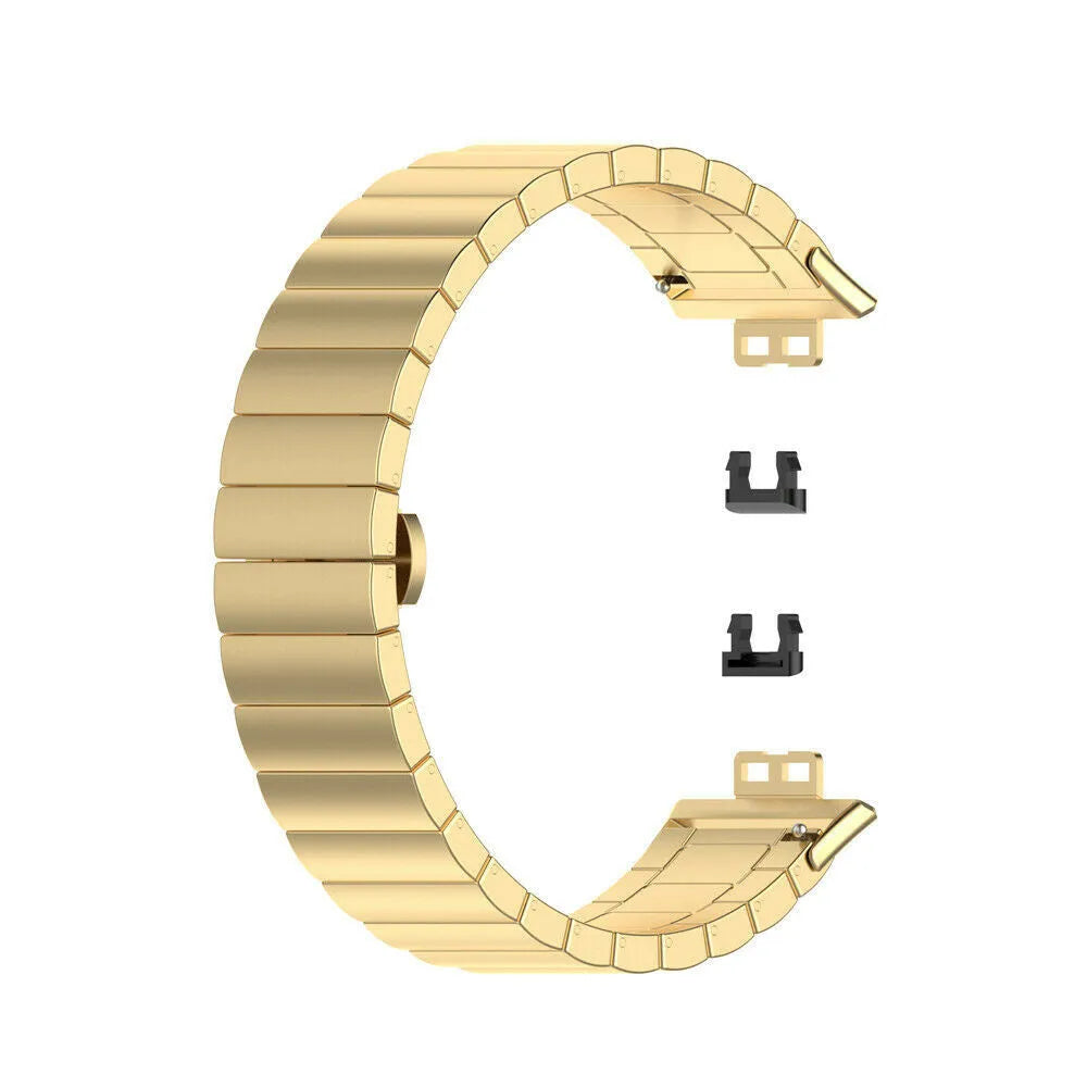Metal Strap, gold, laid flat, joined, direct top view