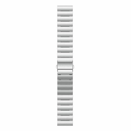 Premium Metal Strap, silver, laid flat, joined, direct top view
