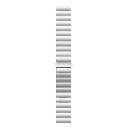 Premium Metal Strap, silver, laid flat, joined, direct top view