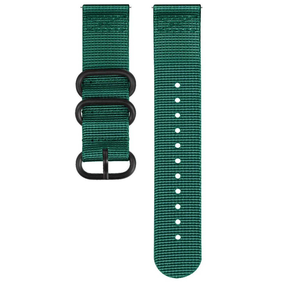 Nylon Buckle Strap, dark green, laid flat, joined, direct top view