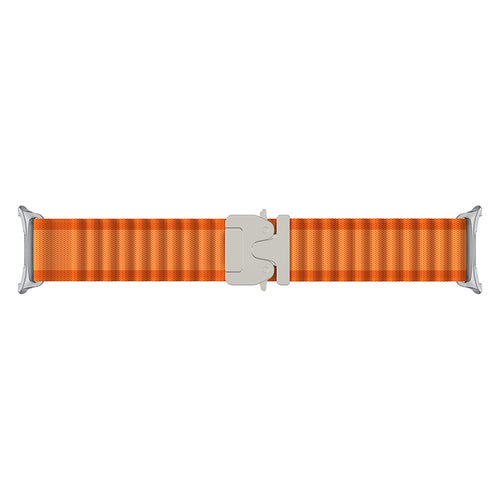 Samsung Galaxy Watch 8 - 44mm Outdoor Nylon Strap with P-Buckle (Orange/Silver)