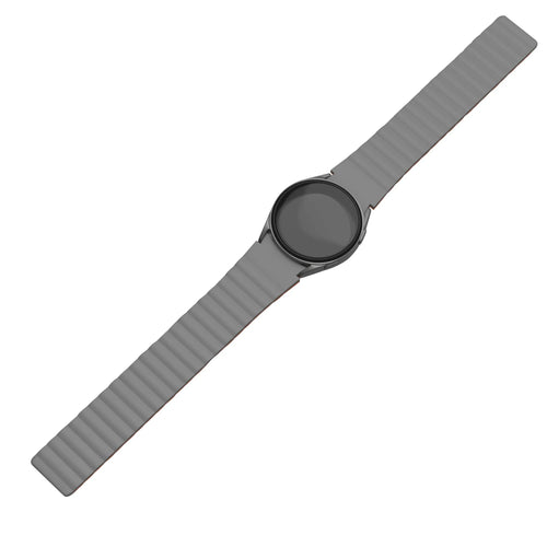 Magnetic Silicone Strap, grey/orange, laid flat, joined, direct top view