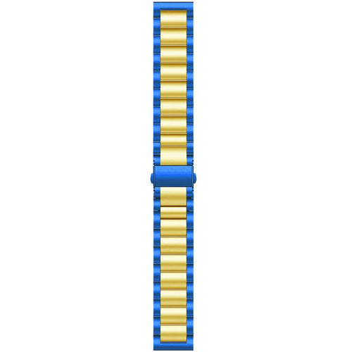 Steel Strap, blue/gold, laid flat, joined, direct top view