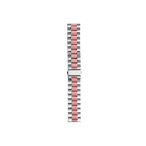 Steel Strap, silver/pink, laid flat, joined, direct top view