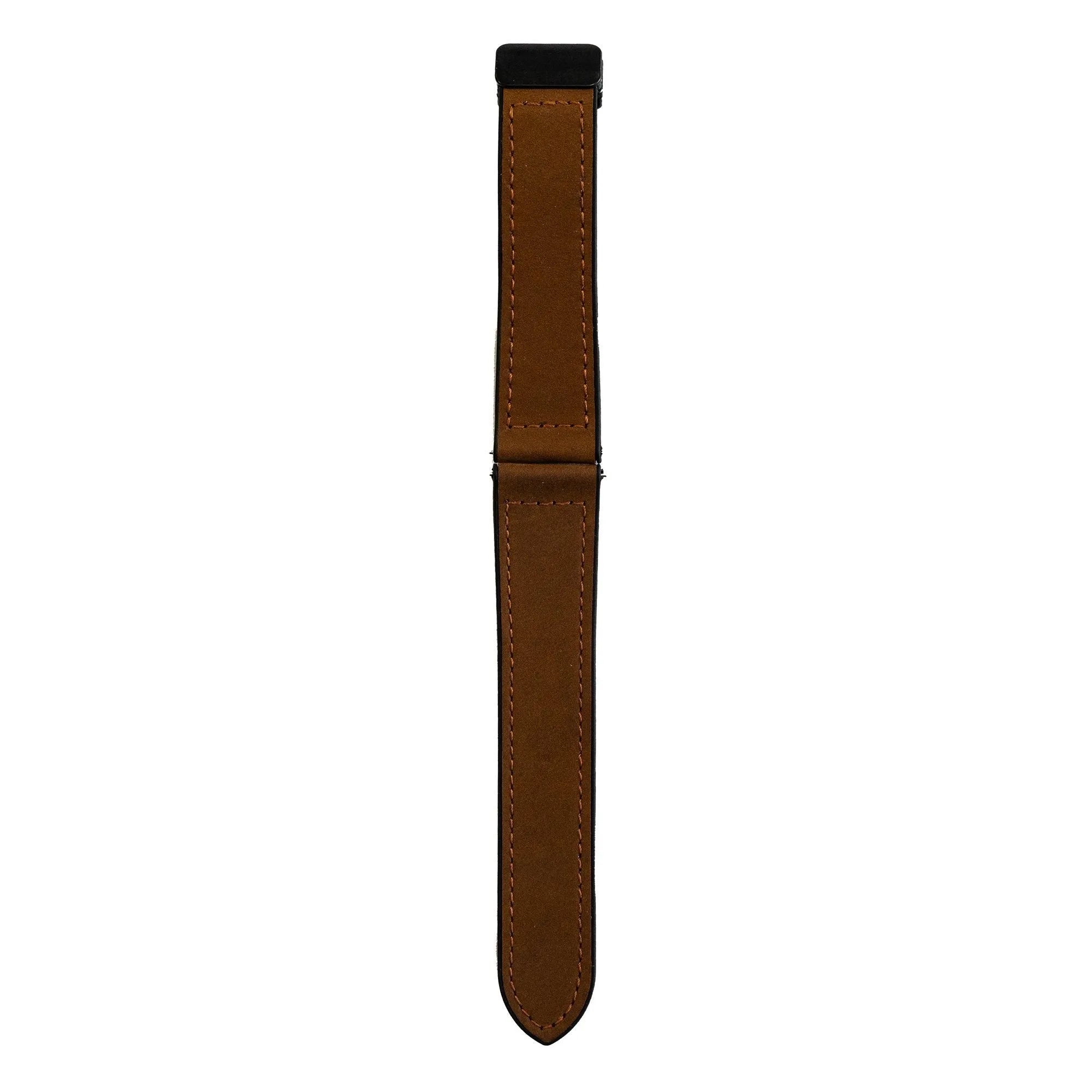 D-Buckle Leather Strap, brown, laid flat, joined, direct top view