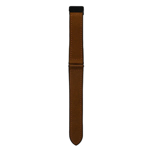 D-Buckle Leather Strap, brown, laid flat, joined, direct top view