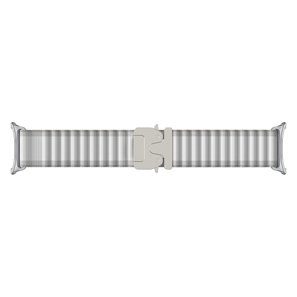 Samsung Galaxy Watch 8 - 44mm Outdoor Nylon Strap with P-Buckle (White with Silver)