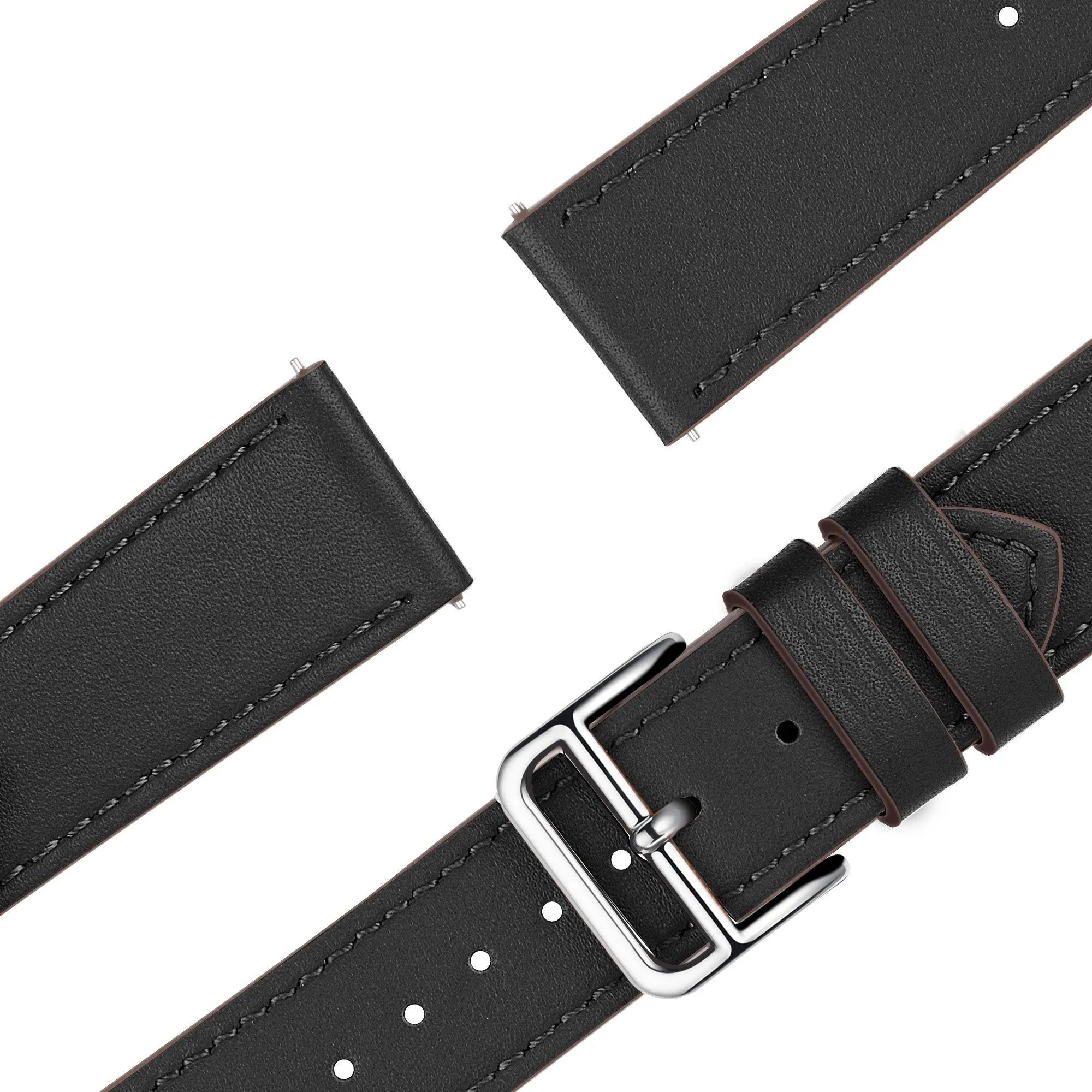 Leather Strap 'Deluxe', laid flat, separate parts, top and underside view