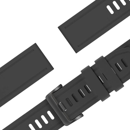 Buckled Silicone Strap, laid flat, separate parts, top and underside view