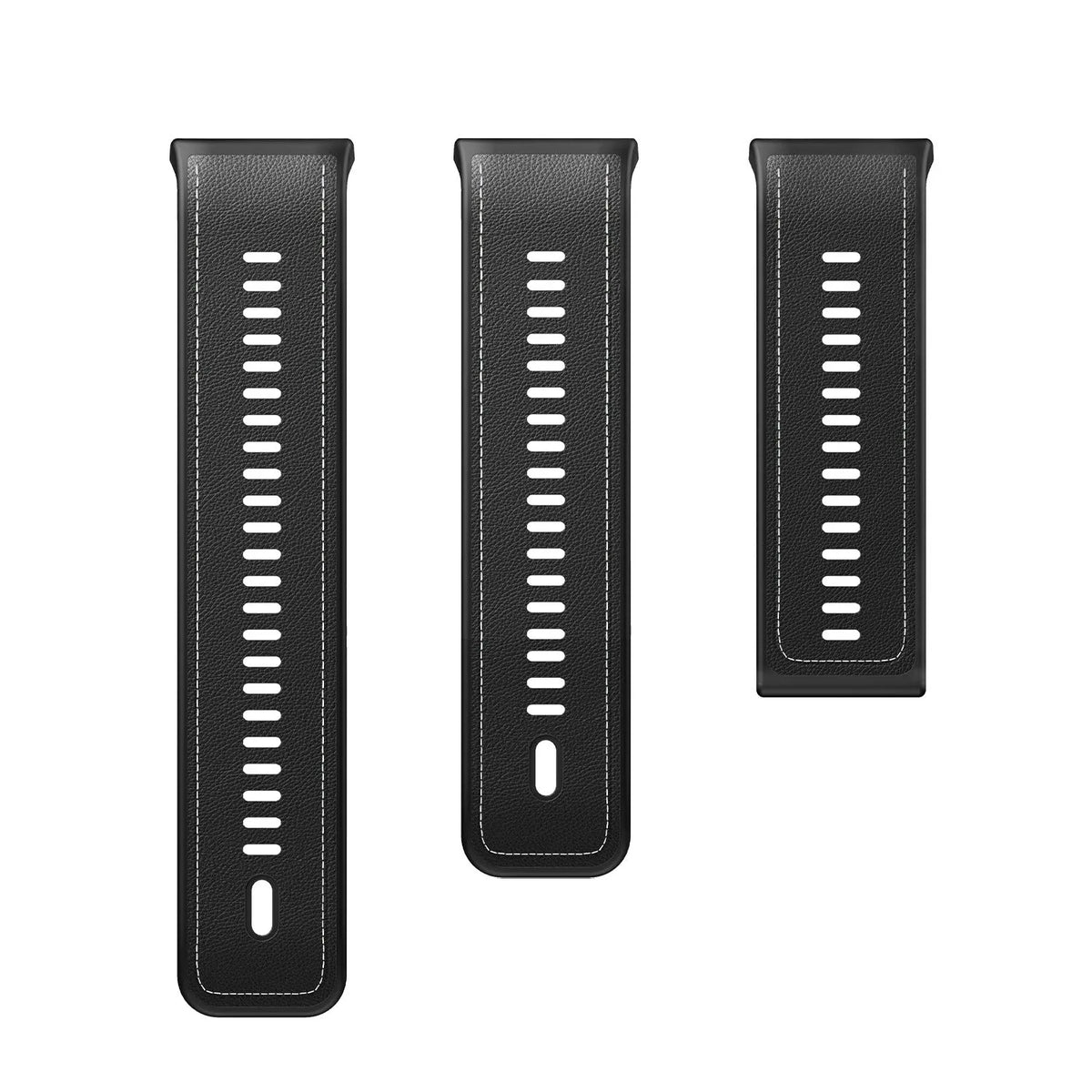 Leather Hybrid Strap, laid flat, separate parts, top and underside view