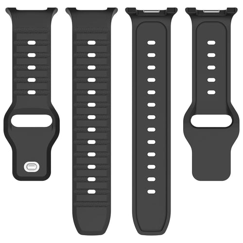 Outdoor Silicone Strap, laid flat, separate parts, top and underside view