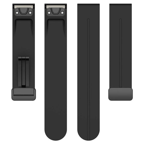 D-Buckle Silicone Strap, laid flat, separate parts, top and underside view