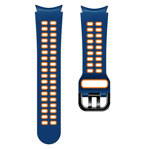Silicone Squared Sport Strap, laid flat, separate parts, top and underside view