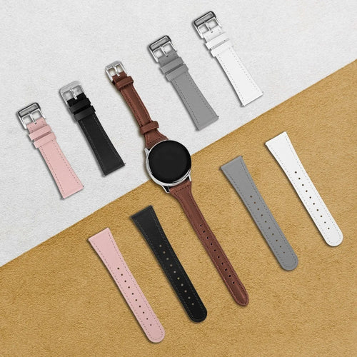 Modern Leather Strap, laid flat, separate parts, top and underside view