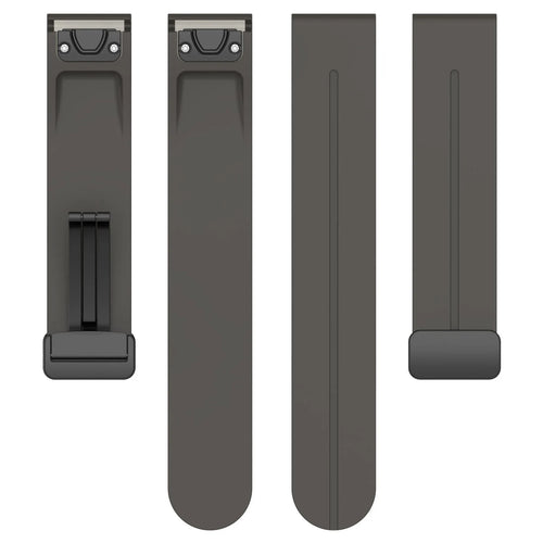 D-Buckle Silicone Strap, laid flat, separate parts, top and underside view