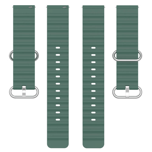 Silicone Ocean Strap, laid flat, separate parts, top and underside view