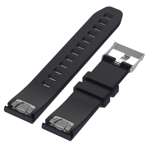 Glossy Silicone Strap, laid flat, separate parts, top and underside view