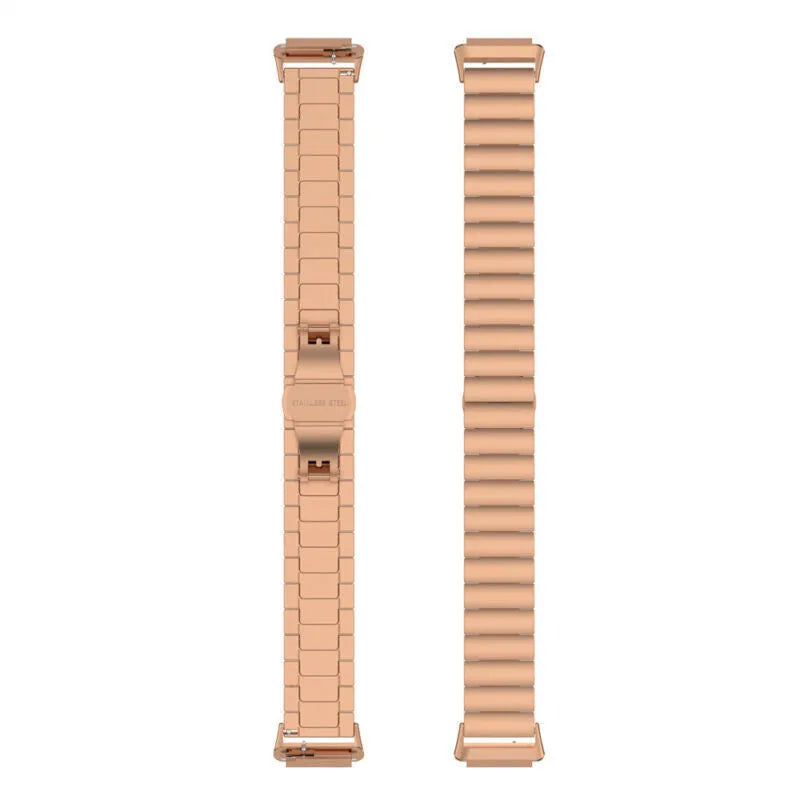 Metal Strap, laid flat, separate parts, top and underside view
