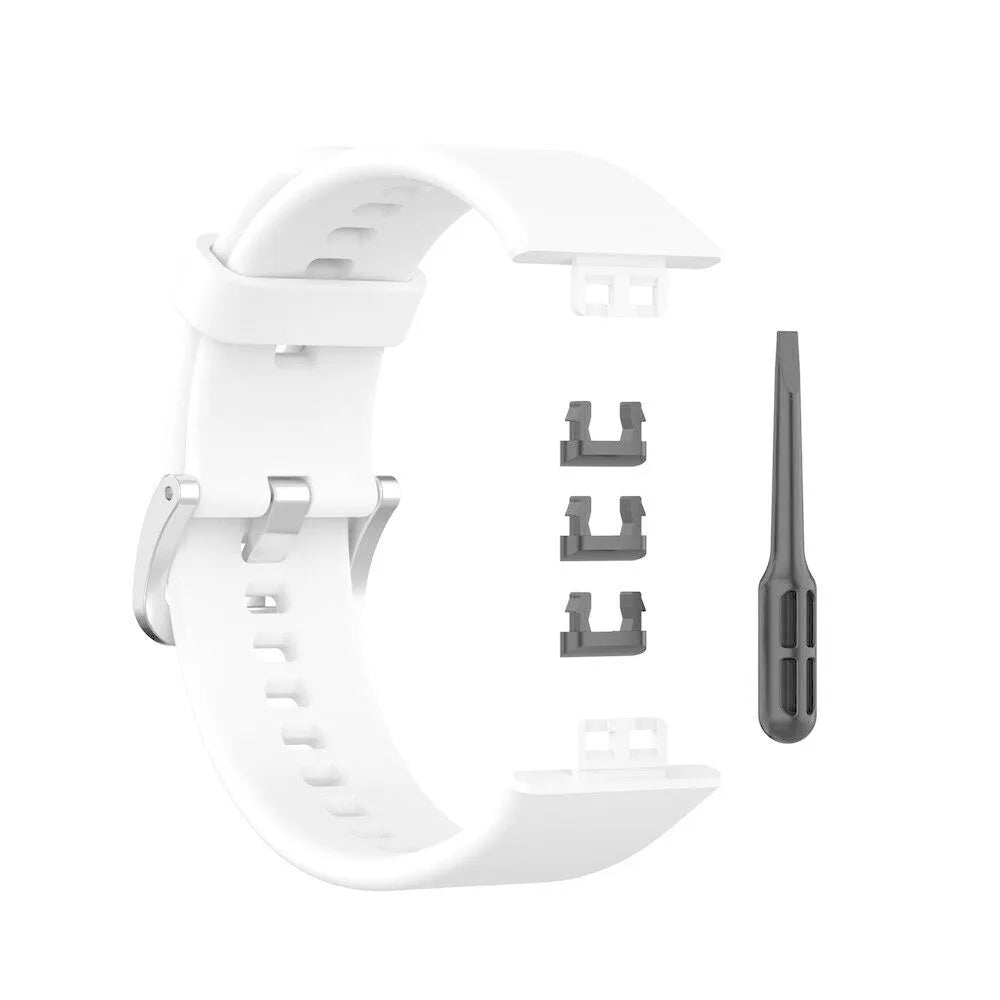 Silicone Strap, laid flat, separate parts, top and underside view